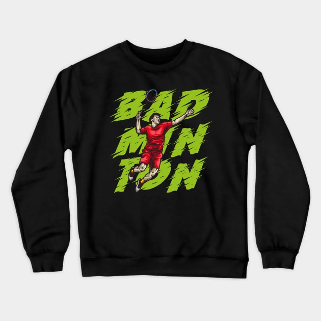 vector of badminton jump smash Crewneck Sweatshirt by gintocolo